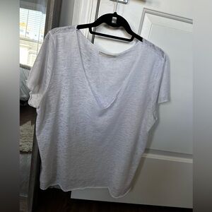 Urban Outfitters White Slub V-Neck Tee